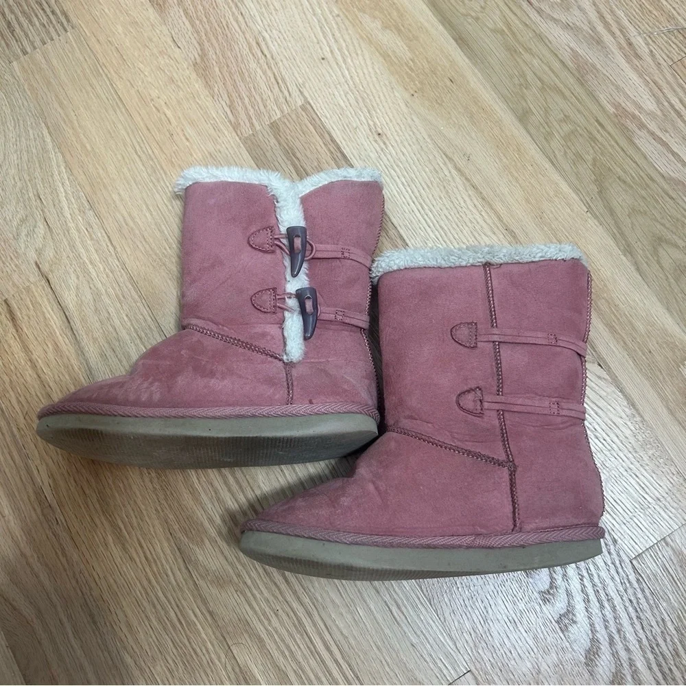 Pink Faux Shearling Lined Boots Sz 11 Pink Kids Girls Ankle Winter Fall